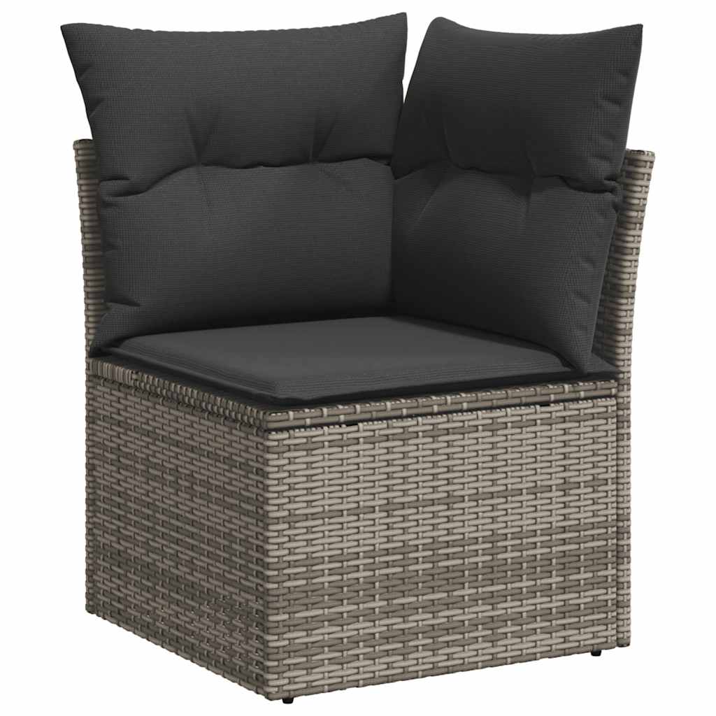 vidaXL Garten-Ecksofa mit Kissen Grau Poly Rattan