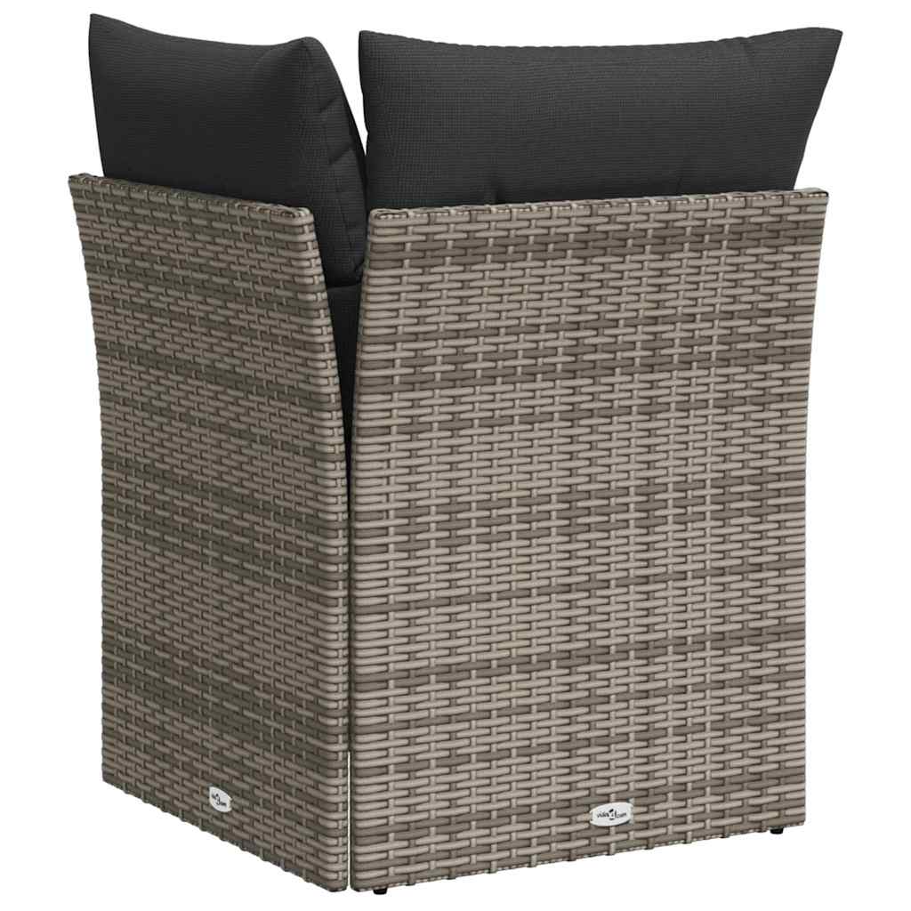 vidaXL Garten-Ecksofa mit Kissen Grau Poly Rattan