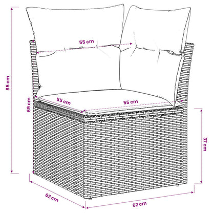 vidaXL Garten-Ecksofa mit Kissen Grau Poly Rattan