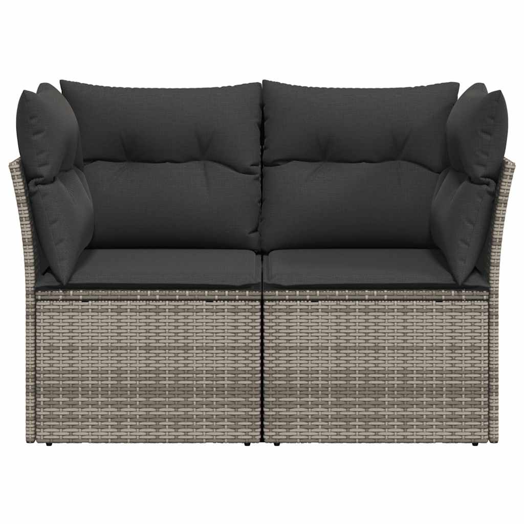 vidaXL Canapé de jardin 2 places avec coussins Gris résine tressée