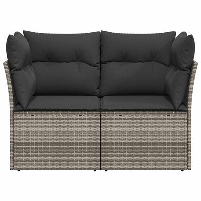 vidaXL Canapé de jardin 2 places avec coussins Gris résine tressée