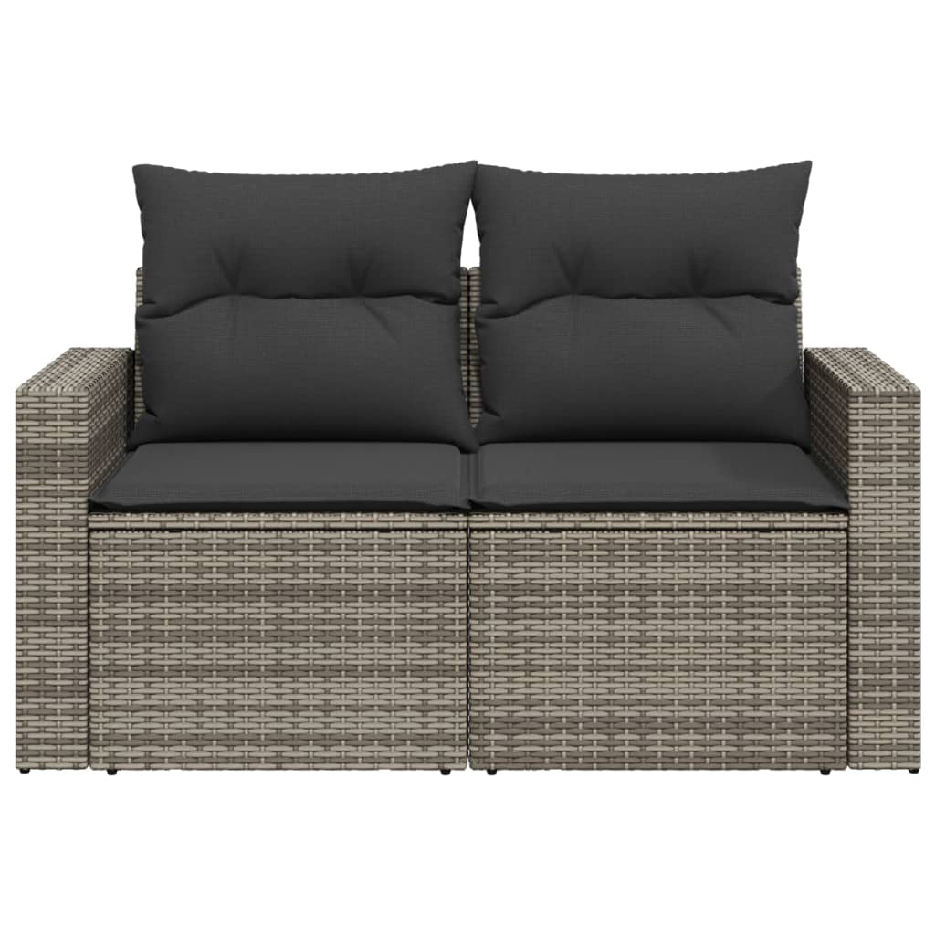 vidaXL Canapé de jardin 2 places avec coussins Gris résine tressée