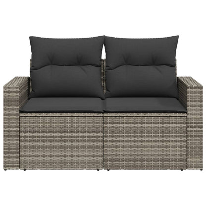 vidaXL Canapé de jardin 2 places avec coussins Gris résine tressée
