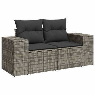 vidaXL Canapé de jardin 2 places avec coussins Gris résine tressée