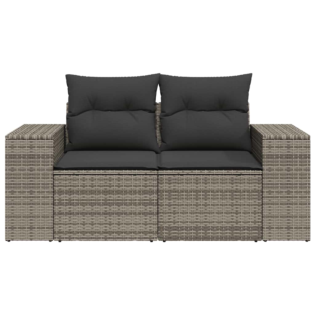 vidaXL Canapé de jardin 2 places avec coussins Gris résine tressée