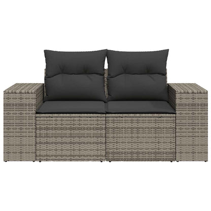 vidaXL Canapé de jardin 2 places avec coussins Gris résine tressée