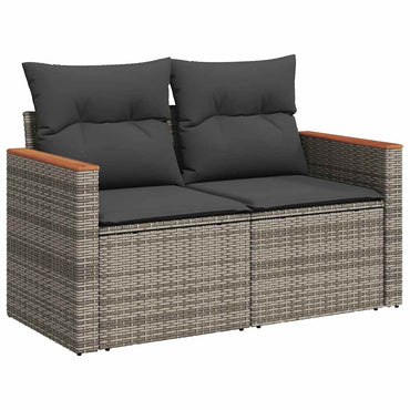 vidaXL Canapé de jardin 2 places avec coussins Gris résine tressée
