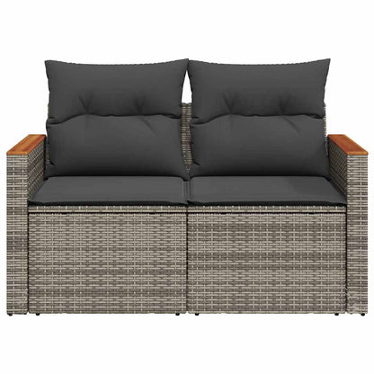 vidaXL Canapé de jardin 2 places avec coussins Gris résine tressée