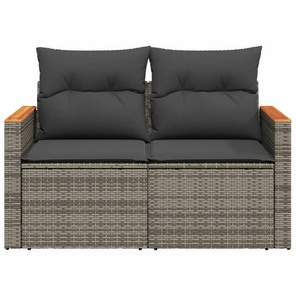 vidaXL Canapé de jardin 2 places avec coussins Gris résine tressée