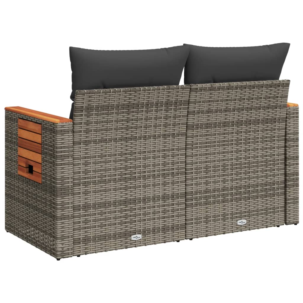 vidaXL Canapé de jardin 2 places avec coussins Gris résine tressée
