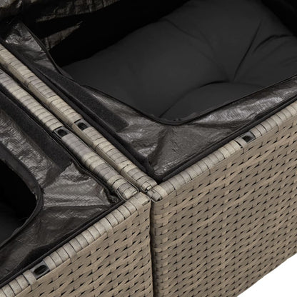 vidaXL Canapé de jardin 2 places avec coussins Gris résine tressée