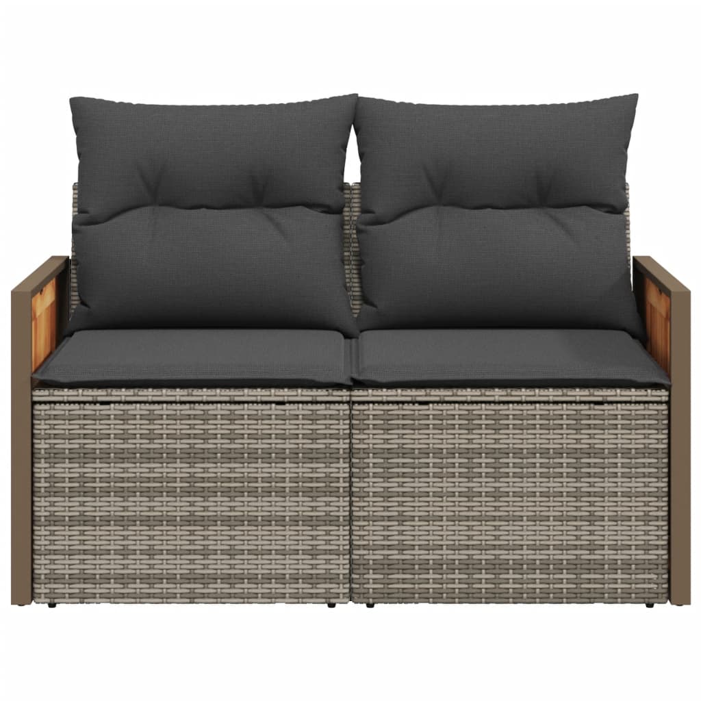 vidaXL Canapé de jardin 2 places avec coussins Gris résine tressée