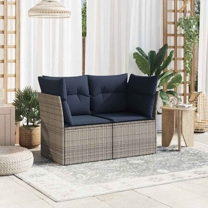 | Gartensofa | mit Kissen Grau 124 x 62 x 69cm Poly-Rattan