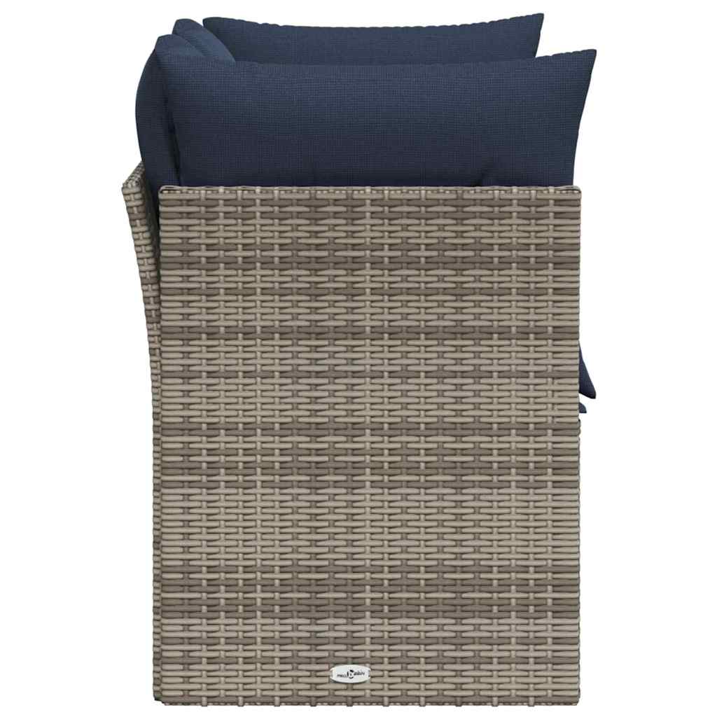 | Gartensofa | mit Kissen Grau 124 x 62 x 69cm Poly-Rattan