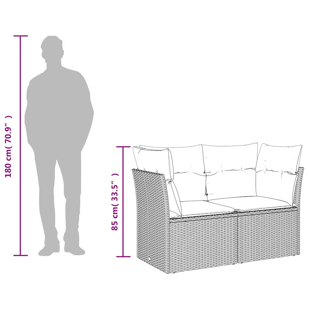 | Gartensofa | mit Kissen Grau 124 x 62 x 69cm Poly-Rattan