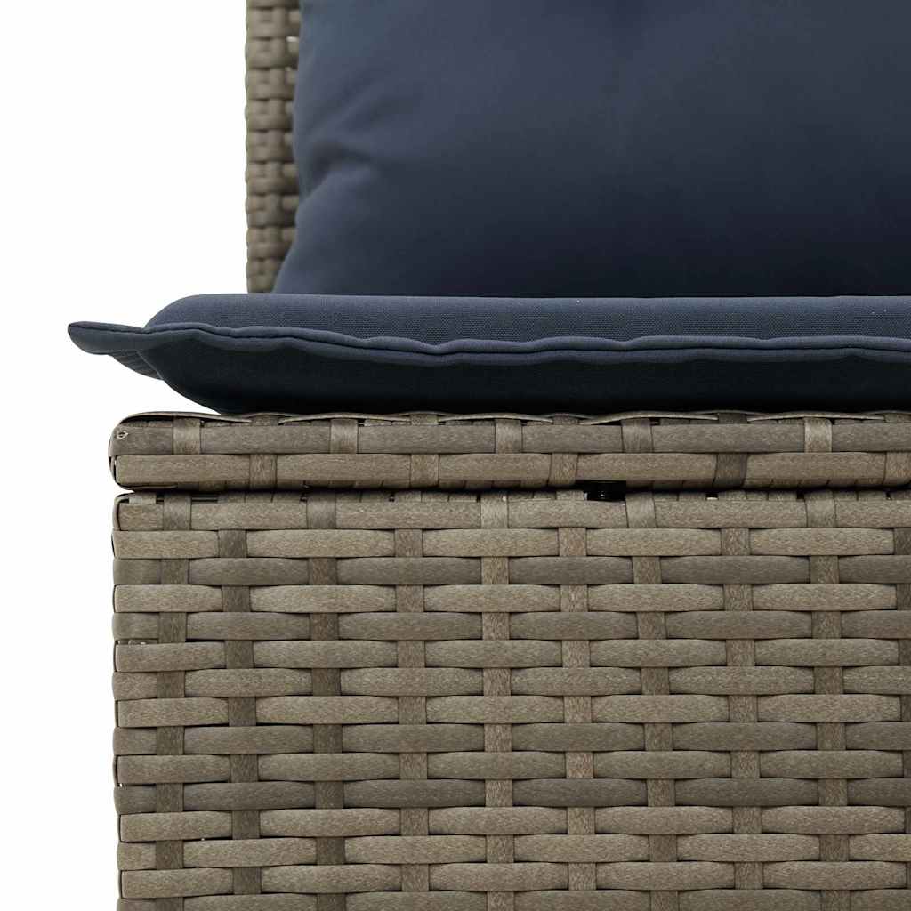 | Gartensofa | mit Kissen Grau 220 x 62 x 69cm Poly-Rattan