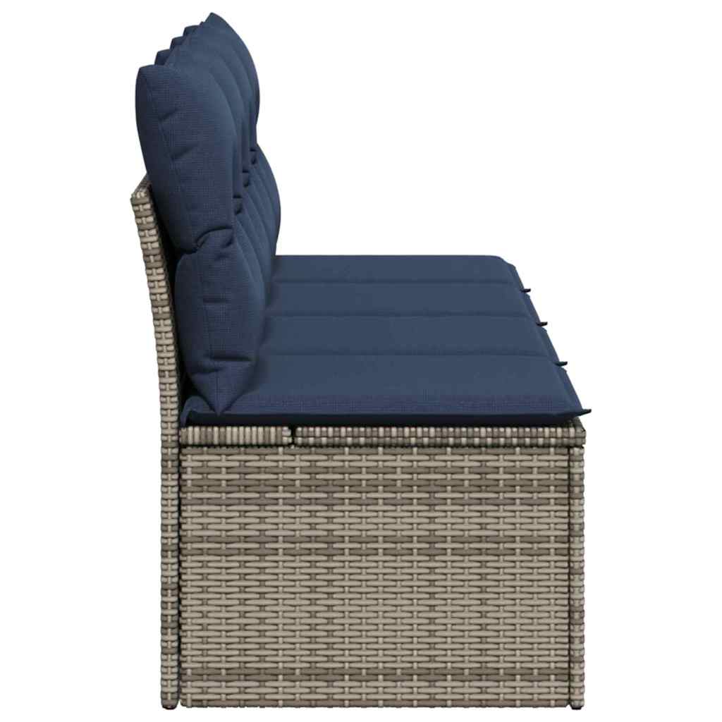 | Gartensofa | mit Kissen Grau 220 x 62 x 69cm Poly-Rattan