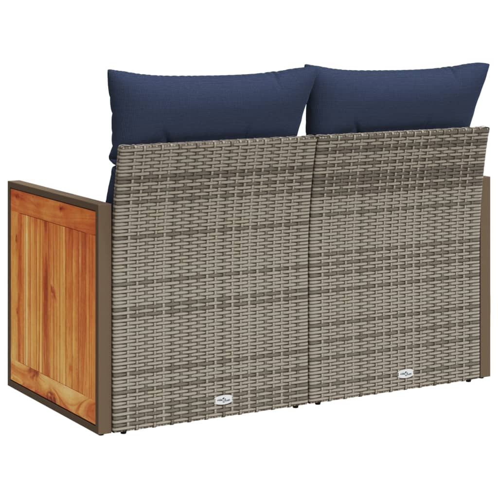vidaXL Gartensofa mit Kissen 2-Sitzer Grau Poly Rattan
