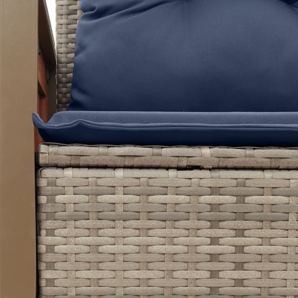 vidaXL Gartensofa mit Kissen 2-Sitzer Grau Poly Rattan