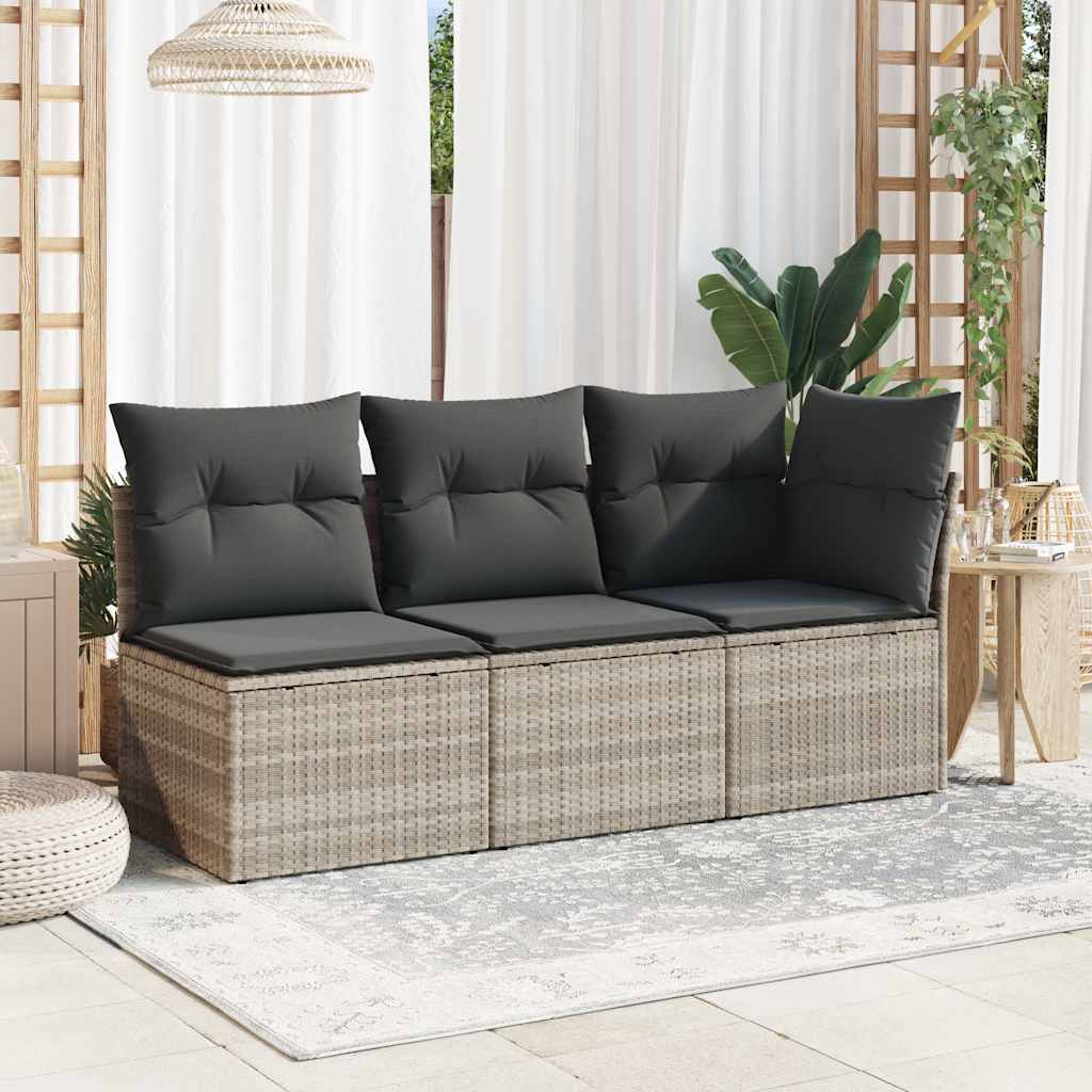 vidaXL Canapé de jardin sans accoudoirs avec coussins Gris clair résine tressée