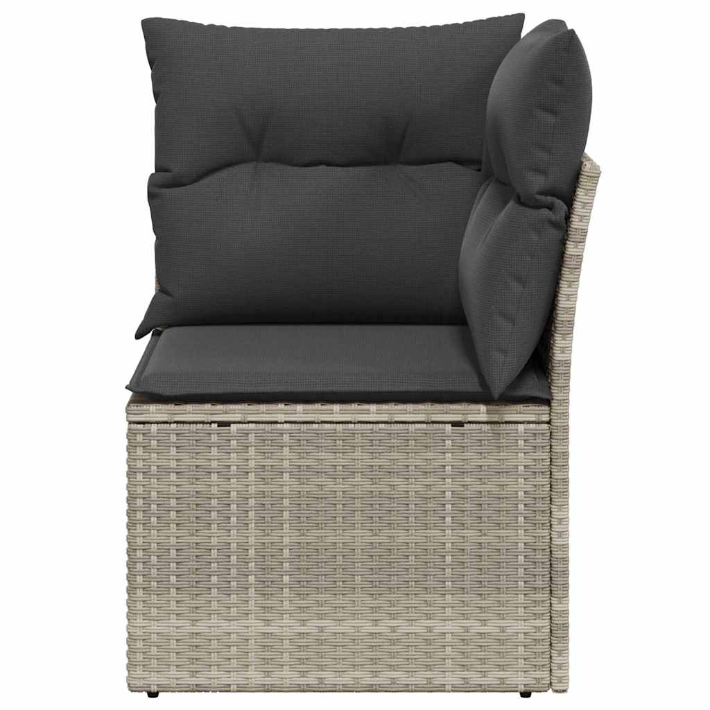 vidaXL Canapé d'angle de jardin avec coussins Gris clair Résine tressée