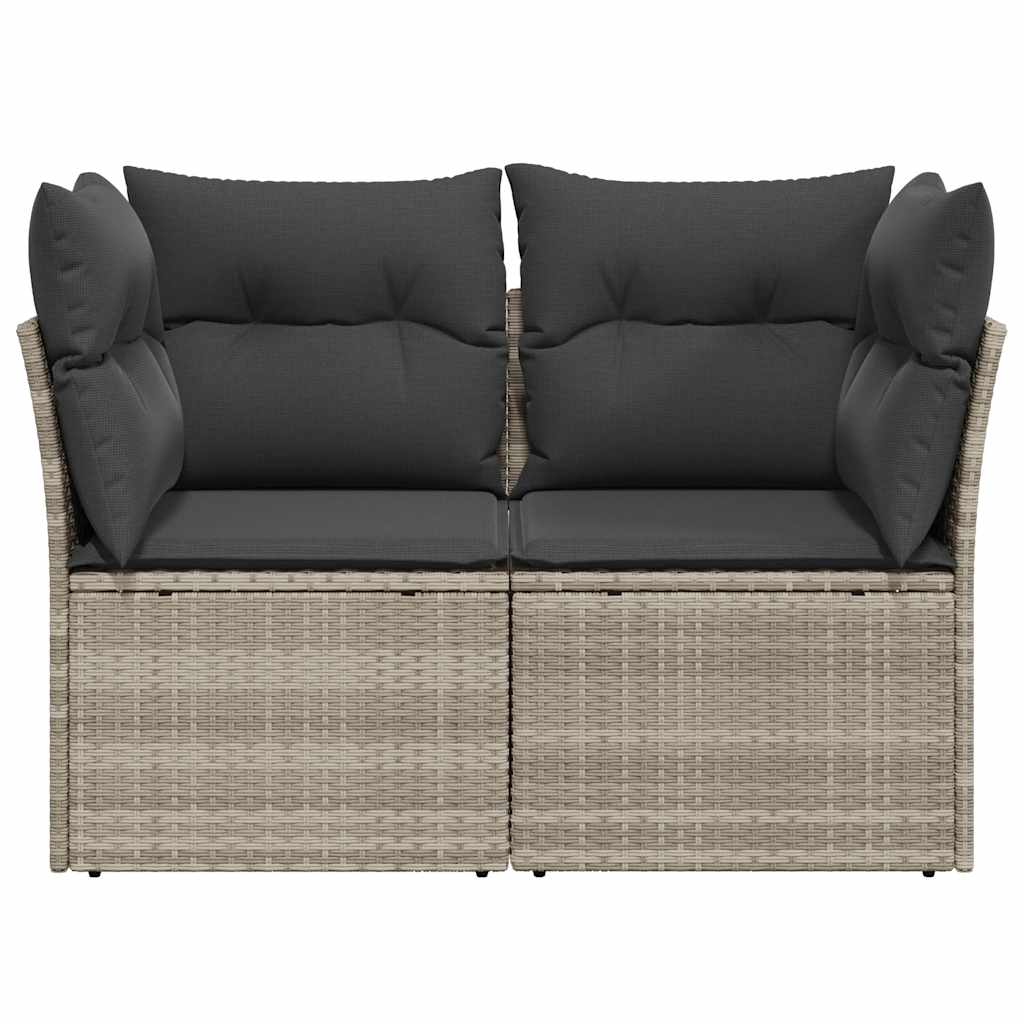 vidaXL Gartensofa mit Kissen 2-Sitzer Hellgrau Poly Rattan
