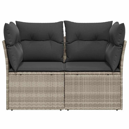 vidaXL Gartensofa mit Kissen 2-Sitzer Hellgrau Poly Rattan