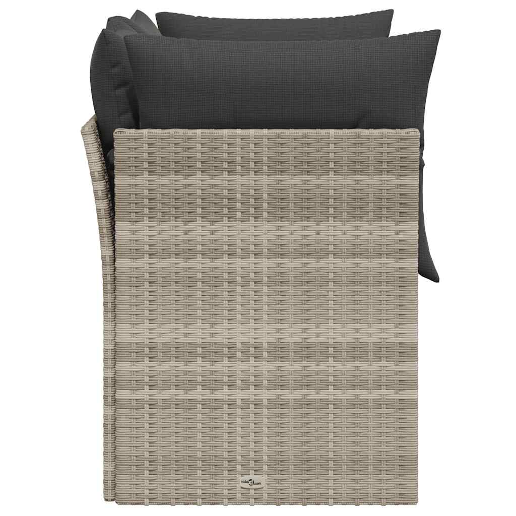 vidaXL Gartensofa mit Kissen 2-Sitzer Hellgrau Poly Rattan