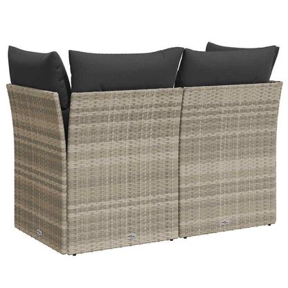 vidaXL Gartensofa mit Kissen 2-Sitzer Hellgrau Poly Rattan