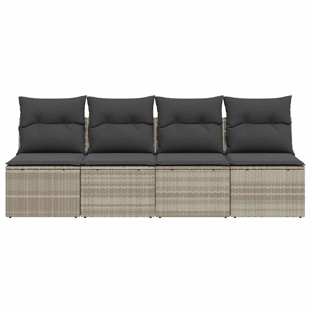 vidaXL Canapé de jardin 4 places avec coussins gris clair en résine tressée