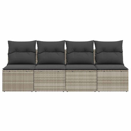 vidaXL Canapé de jardin 4 places avec coussins gris clair en résine tressée
