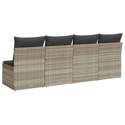 vidaXL Canapé de jardin 4 places avec coussins gris clair en résine tressée