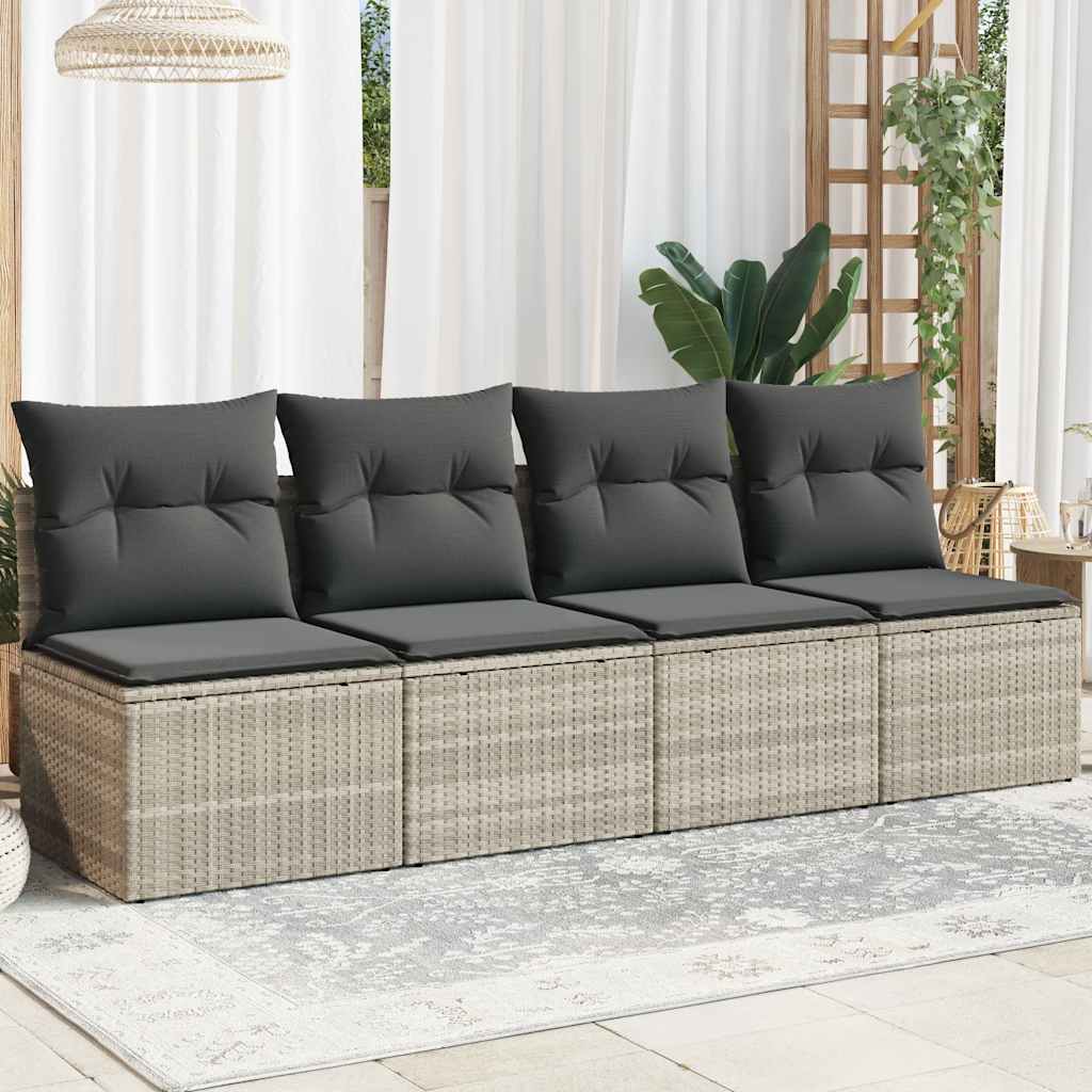 vidaXL Canapé de jardin 4 places avec coussins gris clair en résine tressée