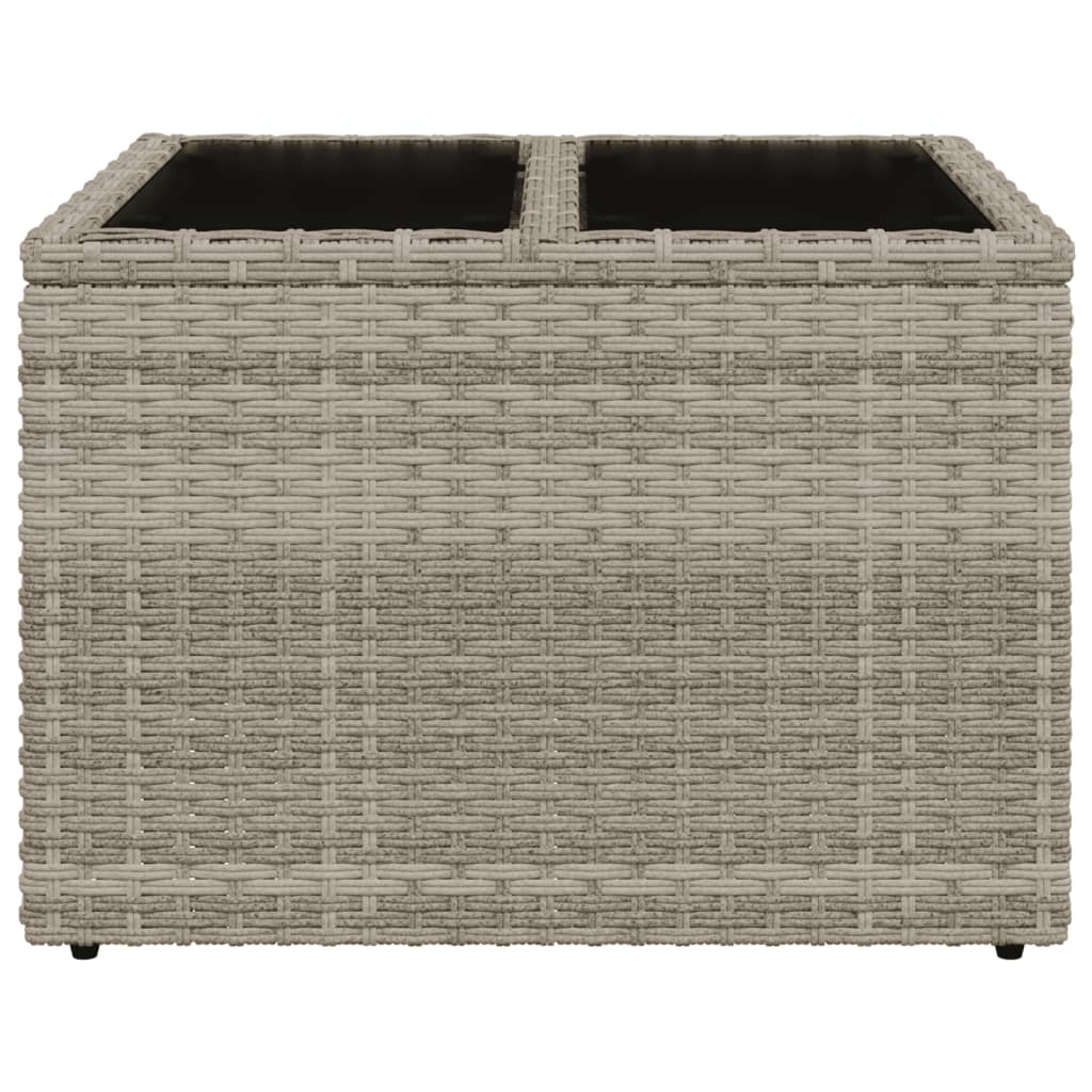 vidaXL Gartentisch mit Glasplatte Hellgrau 55x55x37 cm Poly Rattan
