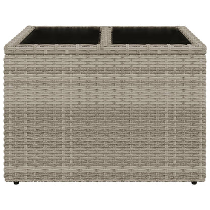 vidaXL Gartentisch mit Glasplatte Hellgrau 55x55x37 cm Poly Rattan