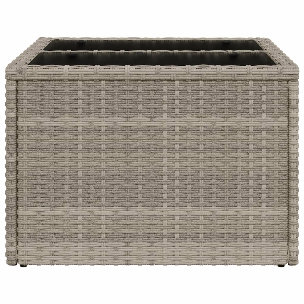 vidaXL Gartentisch mit Glasplatte Hellgrau 55x55x37 cm Poly Rattan