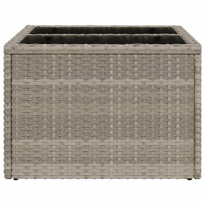 vidaXL Gartentisch mit Glasplatte Hellgrau 55x55x37 cm Poly Rattan