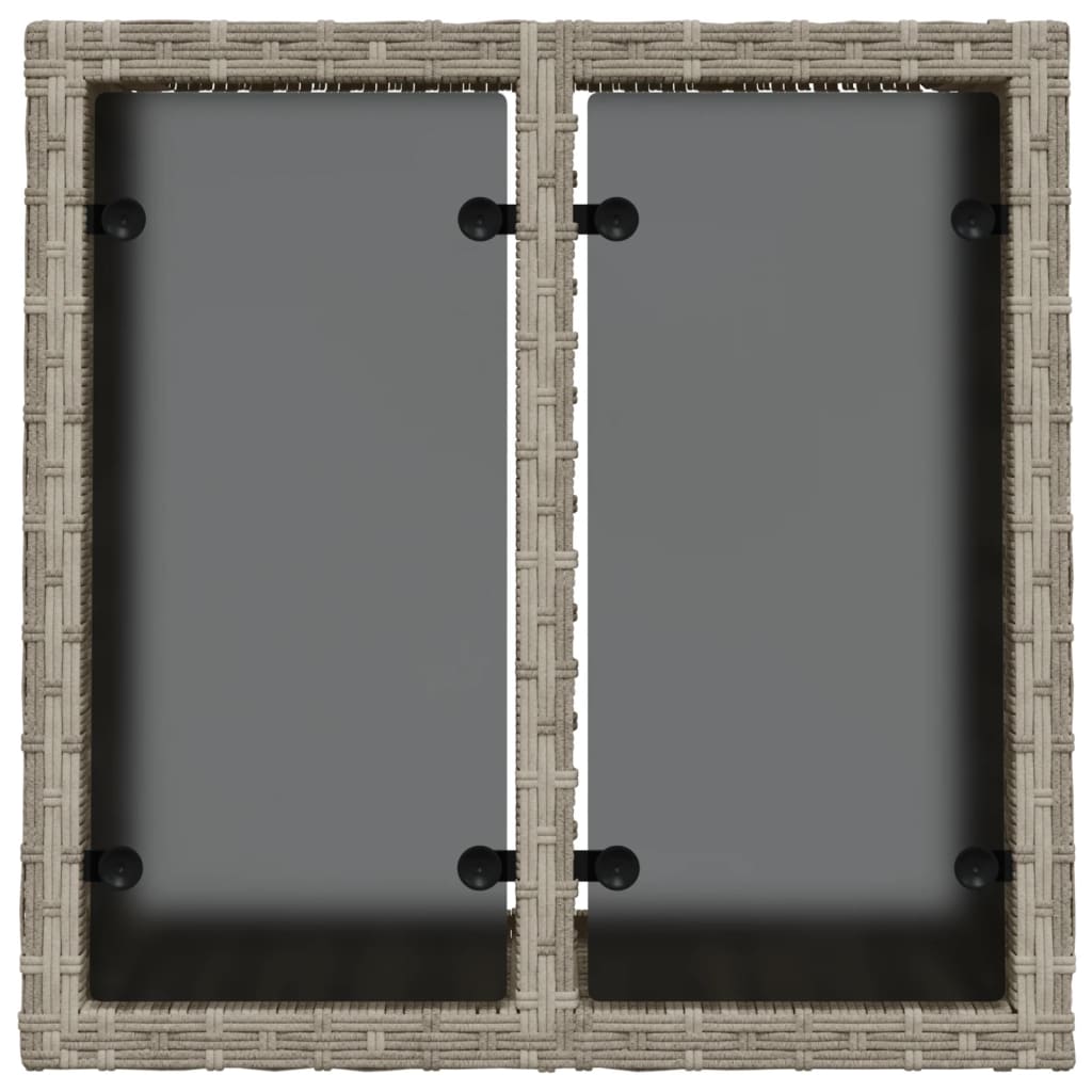 vidaXL Gartentisch mit Glasplatte Hellgrau 55x55x37 cm Poly Rattan
