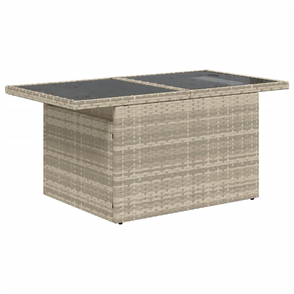 vidaXL Gartentisch mit Glasplatte Hellgrau 100x55x73 cm Poly Rattan