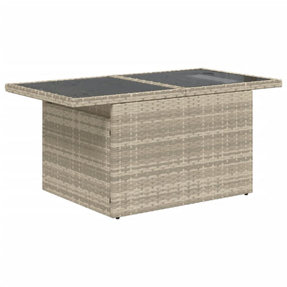 vidaXL Gartentisch mit Glasplatte Hellgrau 100x55x73 cm Poly Rattan
