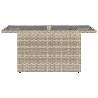 vidaXL Gartentisch mit Glasplatte Hellgrau 100x55x73 cm Poly Rattan