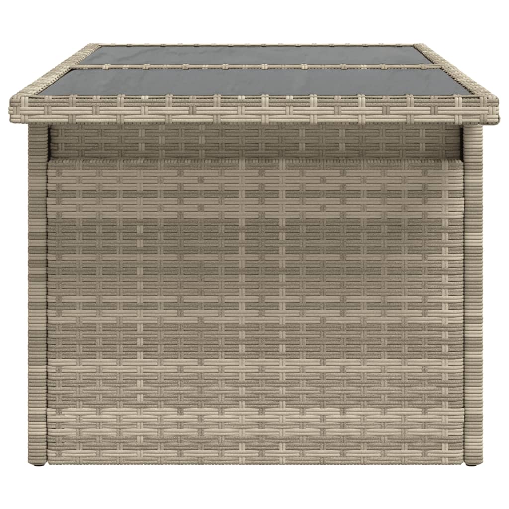 vidaXL Gartentisch mit Glasplatte Hellgrau 100x55x73 cm Poly Rattan