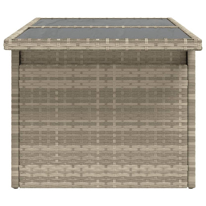 vidaXL Gartentisch mit Glasplatte Hellgrau 100x55x73 cm Poly Rattan