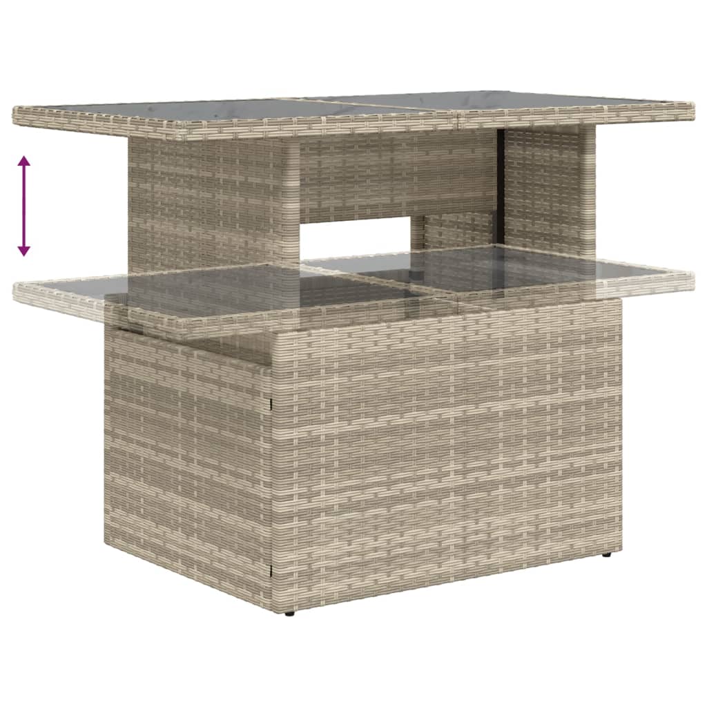 vidaXL Gartentisch mit Glasplatte Hellgrau 100x55x73 cm Poly Rattan