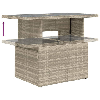 vidaXL Gartentisch mit Glasplatte Hellgrau 100x55x73 cm Poly Rattan