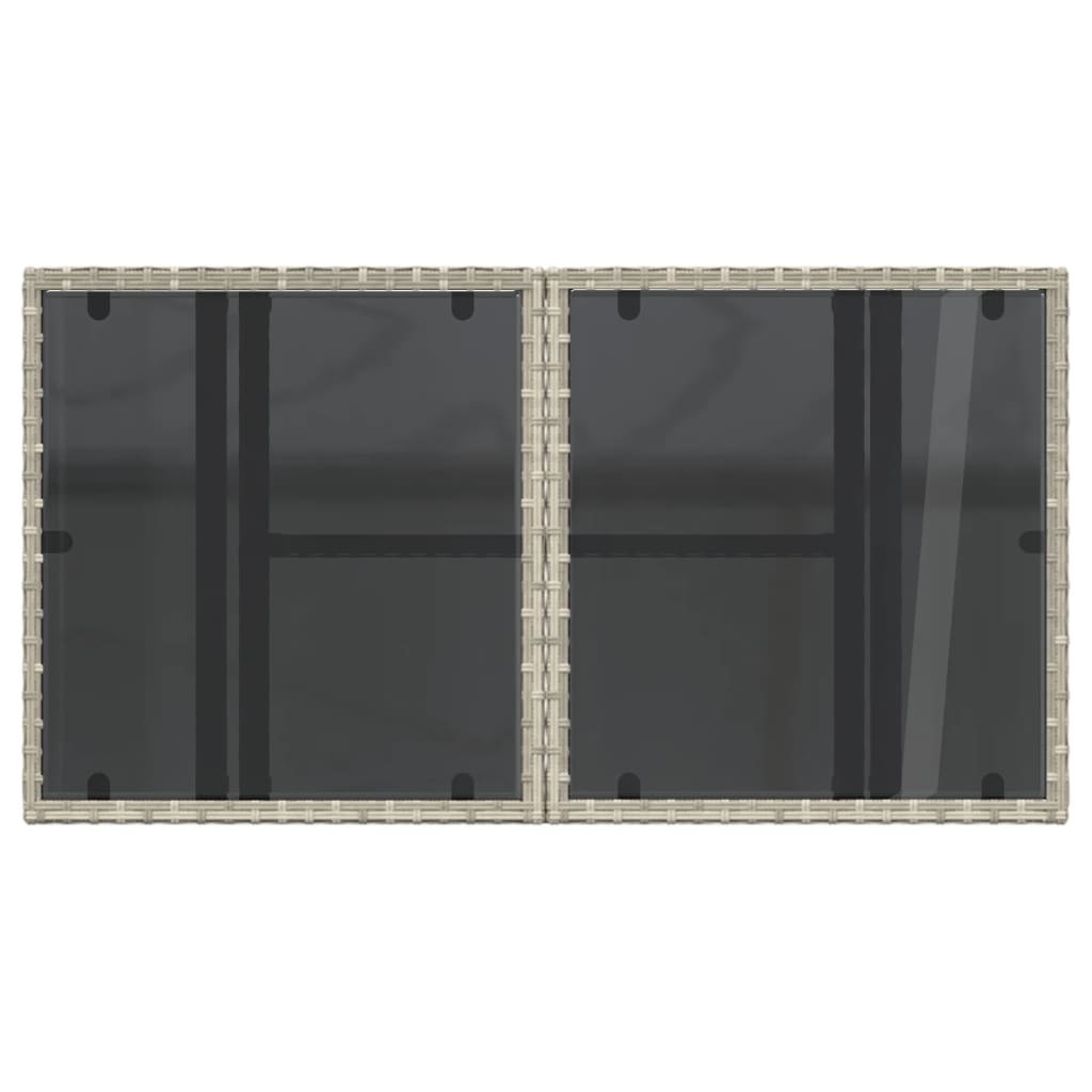 vidaXL Gartentisch mit Glasplatte Hellgrau 100x55x73 cm Poly Rattan