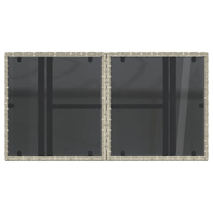 vidaXL Gartentisch mit Glasplatte Hellgrau 100x55x73 cm Poly Rattan