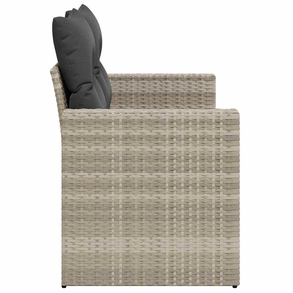 vidaXL Gartensofa mit Kissen 2-Sitzer Hellgrau Poly Rattan