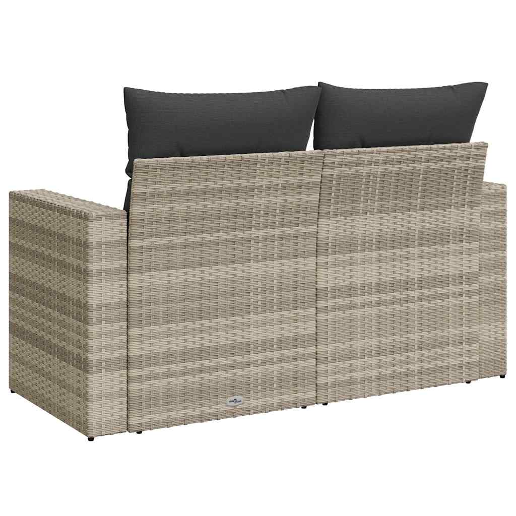vidaXL Gartensofa mit Kissen 2-Sitzer Hellgrau Poly Rattan