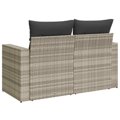 vidaXL Gartensofa mit Kissen 2-Sitzer Hellgrau Poly Rattan